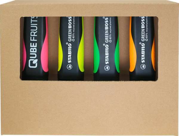 STABILO GREEN BOSS 4er Tisch-Set Leuchtmarkierer