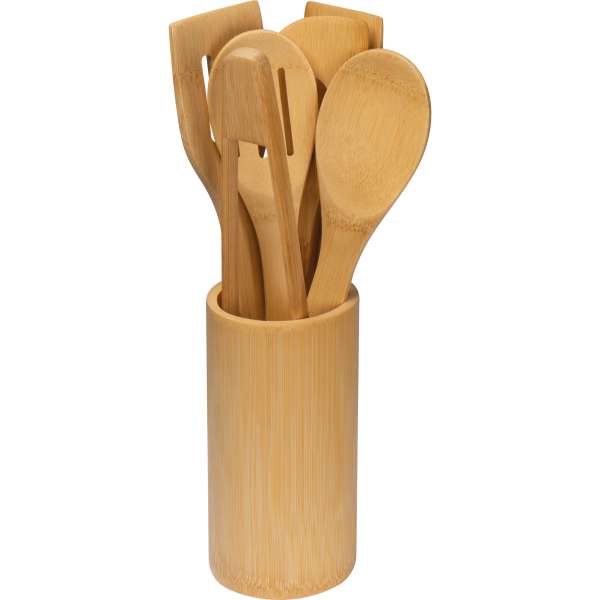 7-teiliges Kochbesteck-Set aus Bambus