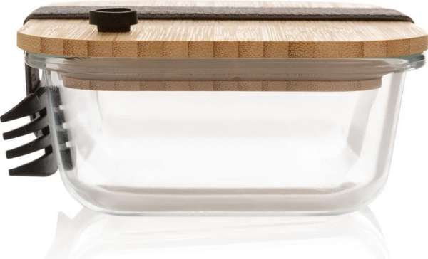 Lunch-Box aus Glas mit Bambusdeckel