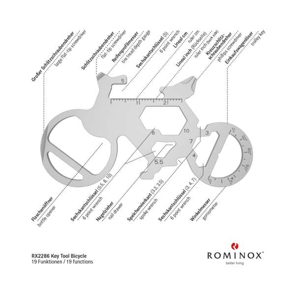 ROMINOX® Key Tool Bicycle 19 functions