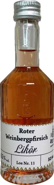 Roter Weinbergpfirsich-Likör 50 ml in Tastingflasche, 25 % vol.
