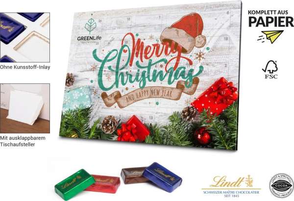 Lindt Adventskalender &quot;Naps&quot; Eco 120g mit 4c Druck