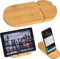 Tablet- und Smartphonehalter aus Bambus