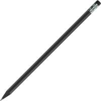 schwarzer Bleistift, lackiert, mit Radiergummi, rund