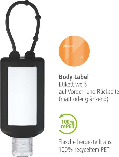 Handreinigungsgel, 50 ml Bumper, Body Label (R-PET)