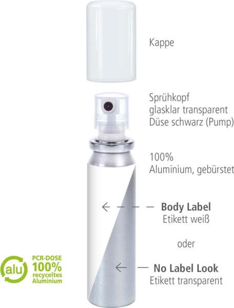 Handreinigungsspray, 20 ml, No Label Look (Alu Look)