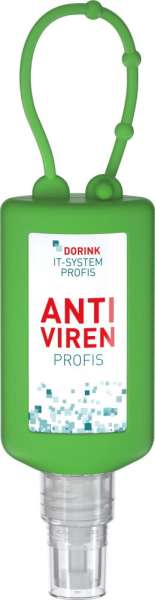 Hände-Desinfektionsspray (DIN EN 1500), 50 ml Bumper grün, Body Label (R-PET)