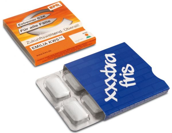 Kaugummi Blister 6 Stück als Werbeartikel