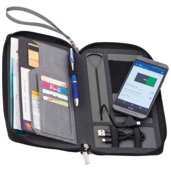 Reisemappe mit integrierter Powerbank 4.000 mAh
