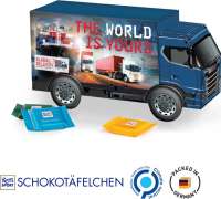 LKW Präsent Vollkartonhülle, weiß Ritter SPORT Schokotäfelchen, gemischt