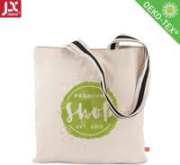 Vorschau: Schwere Baumwolltasche mit langen, 2-farbig gewebten Henkeln Vorschau: Schwere Baumwolltasche mit langen, 2-farbig gewebten Henkeln