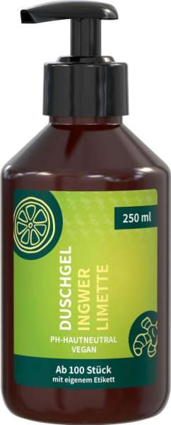 Duschgel Ingwer-Limette, 250 ml, Body Label (R-PET)