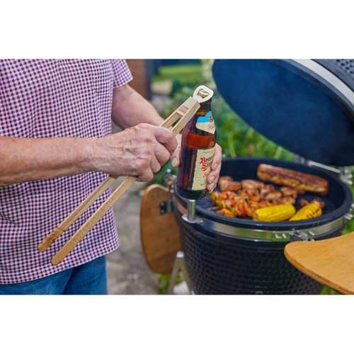 Holz-Grillzange "Opener" mit Kapselheber, 43 cm