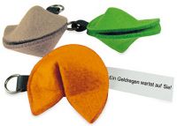 Glückskeks-Schlüsselanhänger Filz orange mit Laserung
