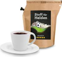 Geschenkartikel / Präsentartikel: WM-Kaffee Stoff für Helden, wiederverwendbarer Brühbeutel mit Fair