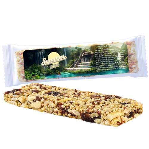 Bio Knusperriegel Cranberry-Mandel, 25g, Express Flowpack mit Etikett