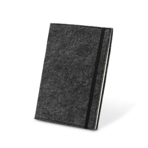 BALDWIN. A5 Notizblock mit Umschlag aus recyceltem Filz (100% rPET) und linierten Seiten aus 100 % R