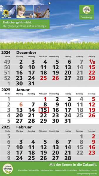3 Monats-Wandkalender Standard 2 Plus, deutsch