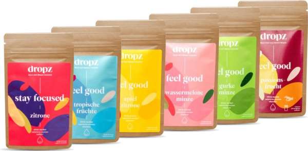 Dropz, 30 Brause-Drops im Beutel, für ein Erfrischungsgetränk mit Tropical Fruits Fruchtgeschmack