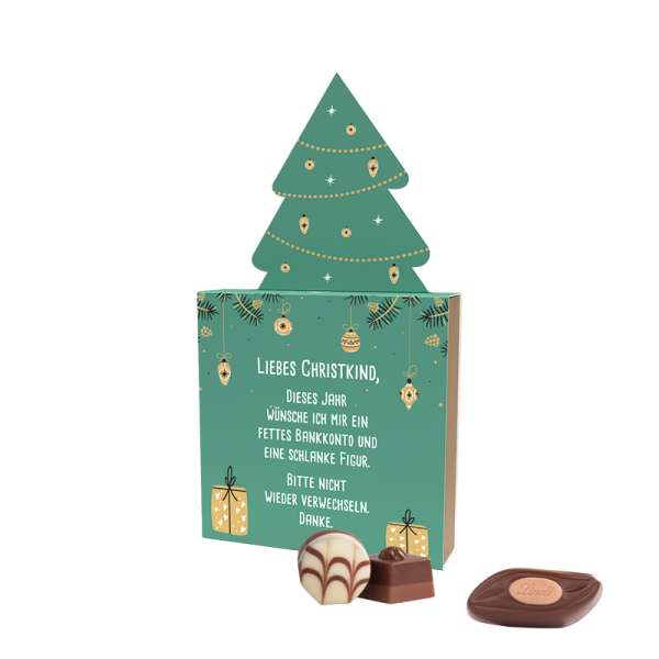 Lindt Präsent im Werbeschuber &quot;Tannenbaum&quot;, Lindt Mini Pralinés