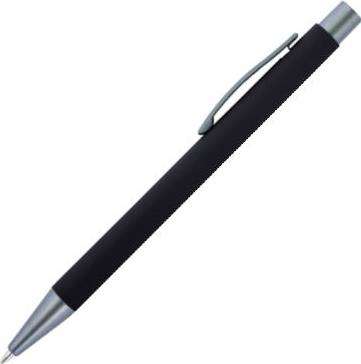 Kugelschreiber mit Softtouch-Oberfläche und Glanzgravur Emmett