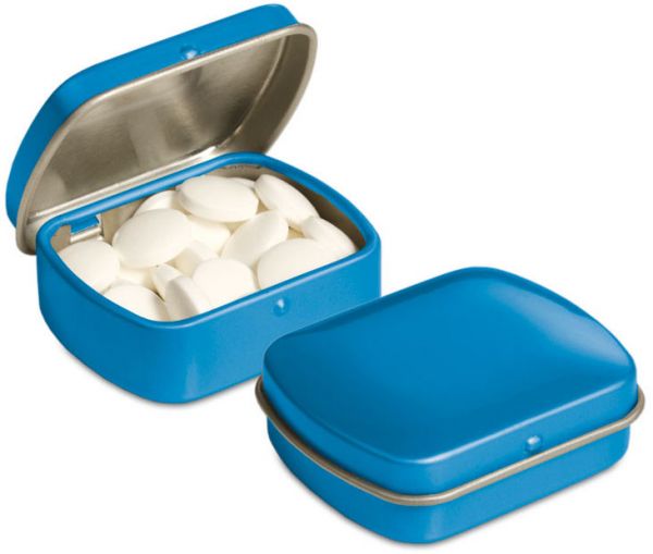 Micro Klappdeckeldose Pfefferminz als Werbeartikel