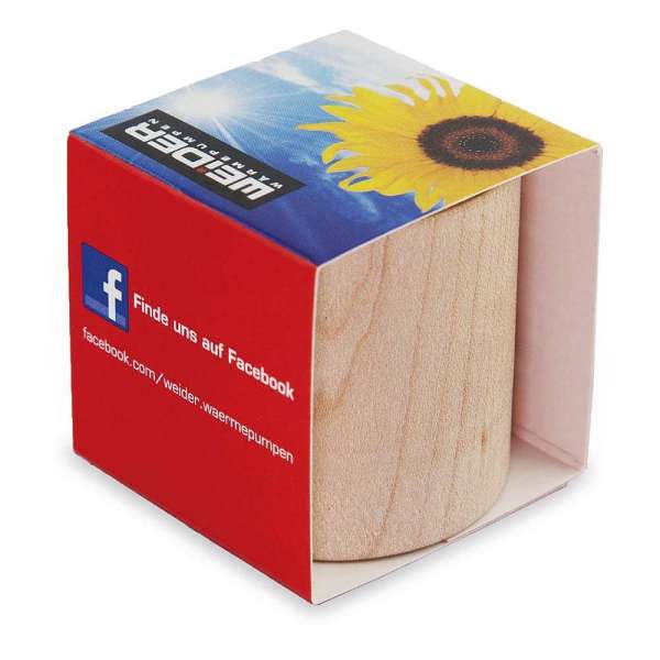 Pflanz-Holz rund mit Samen - Basilikum