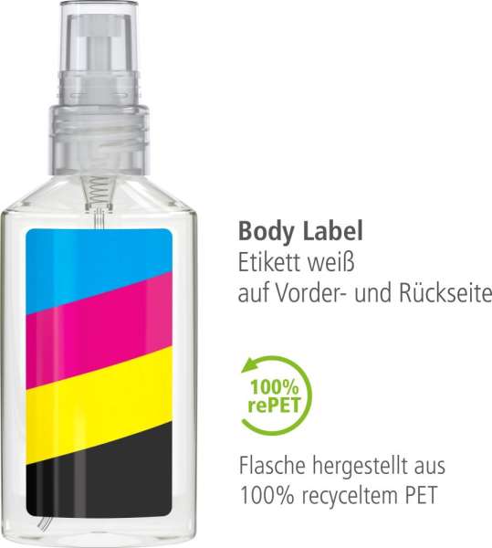 Hände-Desinfektionsspray (DIN EN 1500), 50 ml, Body Label (R-PET)