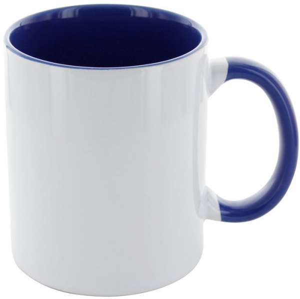Kaffeetasse Carola weiß/blau mit blauem Henkel