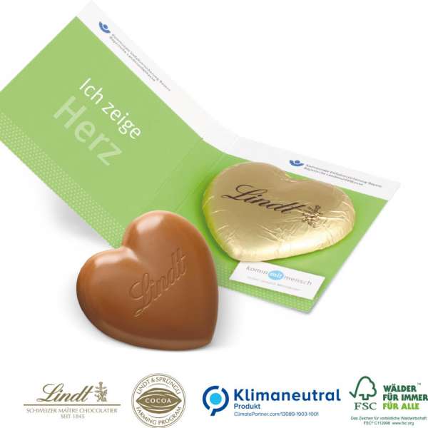 Werbe-Klappkarte süßer Füllung Lindt Herz
