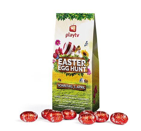 Lindt Lindor Ostereier in Standboden-Kartonage inkl. 4 Druck