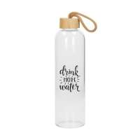 Vorschau: Glasflasche mit Hülle "Bamboo" 1,0 l Vorschau: Glasflasche mit Hülle "Bamboo" 1,0 l