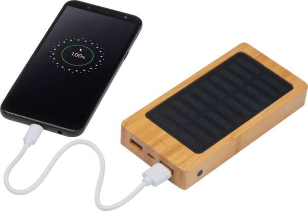 Soloar-Powerbank aus Bambus mit 8.000 mAh