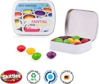 Klappdose Scharnierdeckeldose, weiß Skittles Fruits Kaubonbons