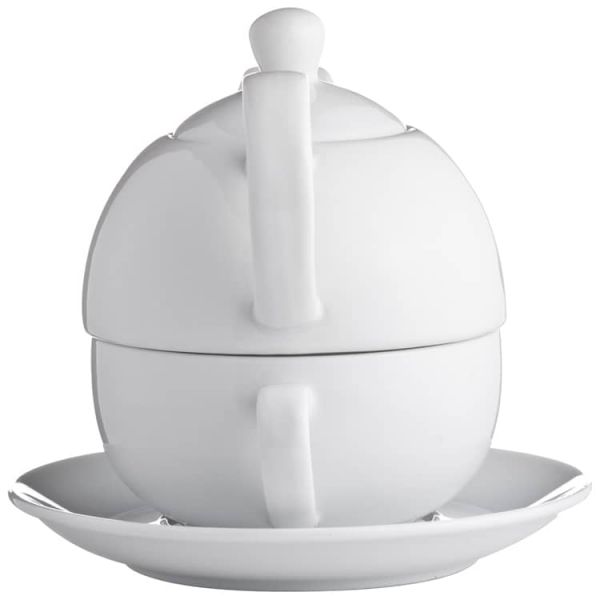 Teekanne (400 ml) mit einer Tasse (200 ml) und Untersetzer