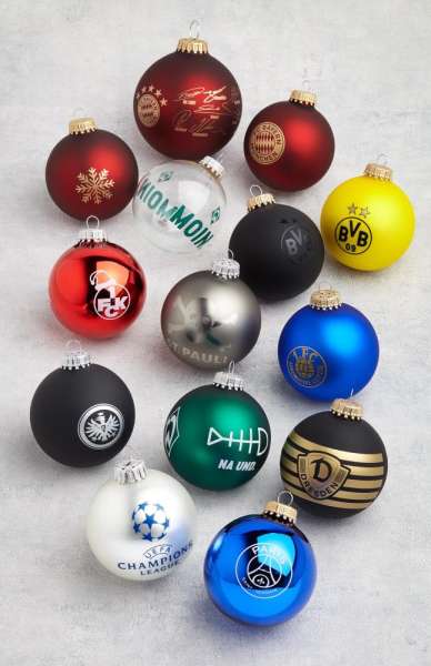 Weihnachtskugel 8 cm 3 Kugeln pro Box mit 2-3fbg. Tampondruck