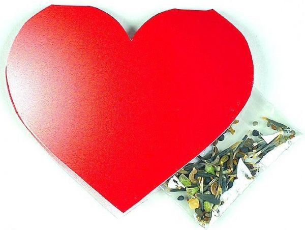 Klappkärtchen Herz, bunte Blumenmischung, 1-4 c Digitaldruck inklusive