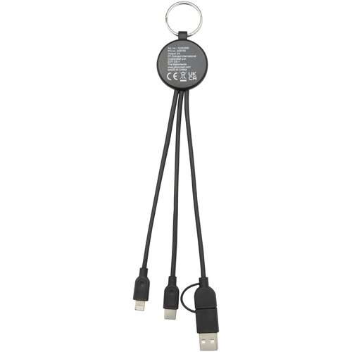 Tecta 6-in-1 Ladekabel mit Schlüsselring aus recyceltem Kunststoff und Bambus