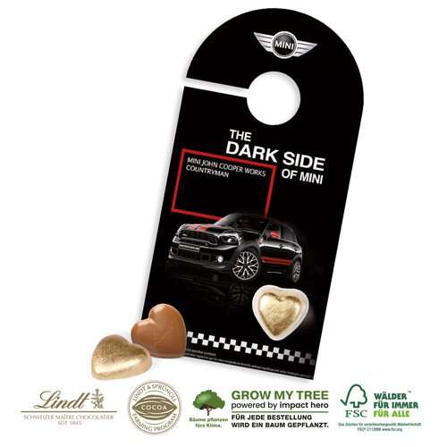 SCHOKOKARTE &quot;Türanhänger&quot; MIT LINDT HERZ