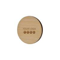 Namensschild Badge Bamboo Round 40 mm, Needle, Engraving